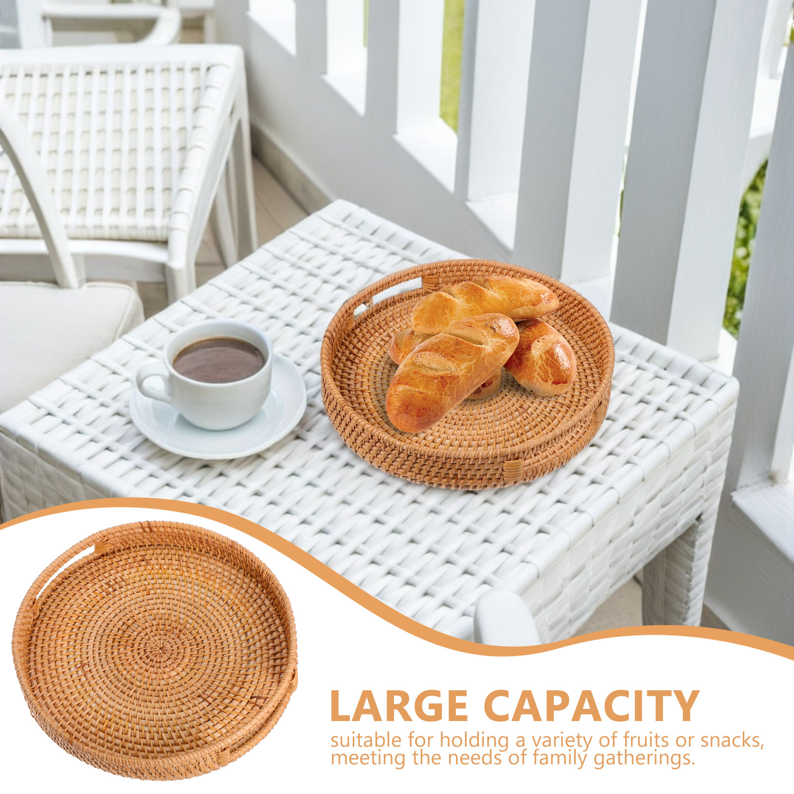 Rattan Tray Handle - Round Rattan Tray Handwoven Hollow Handles