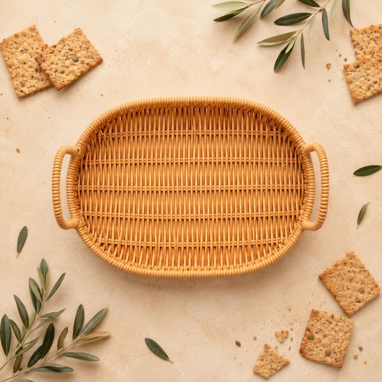 Rattan Tray Handle - Woven Serving Tray Loop Handles Rectangular
