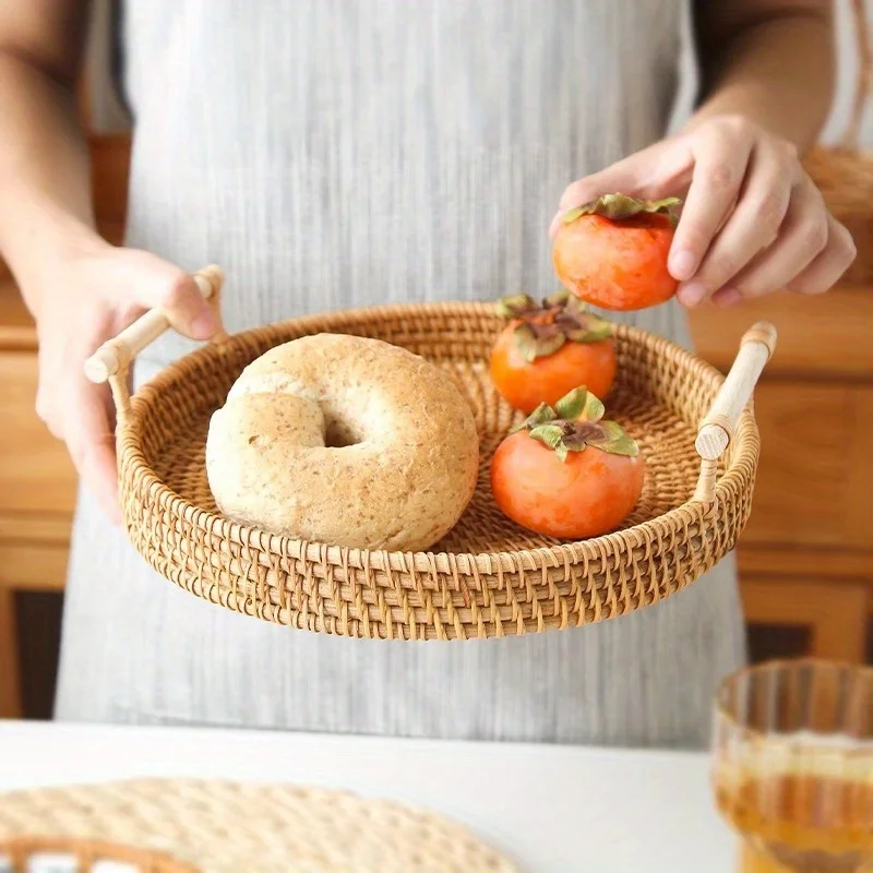 Basket, Handmade Wicker Servin - Rattan Tray Handle review and price
