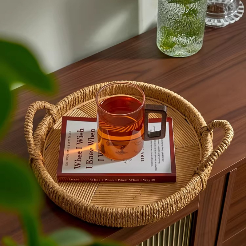 Handwoven Rattan Tray with Han - Rattan Tray Handle review and price