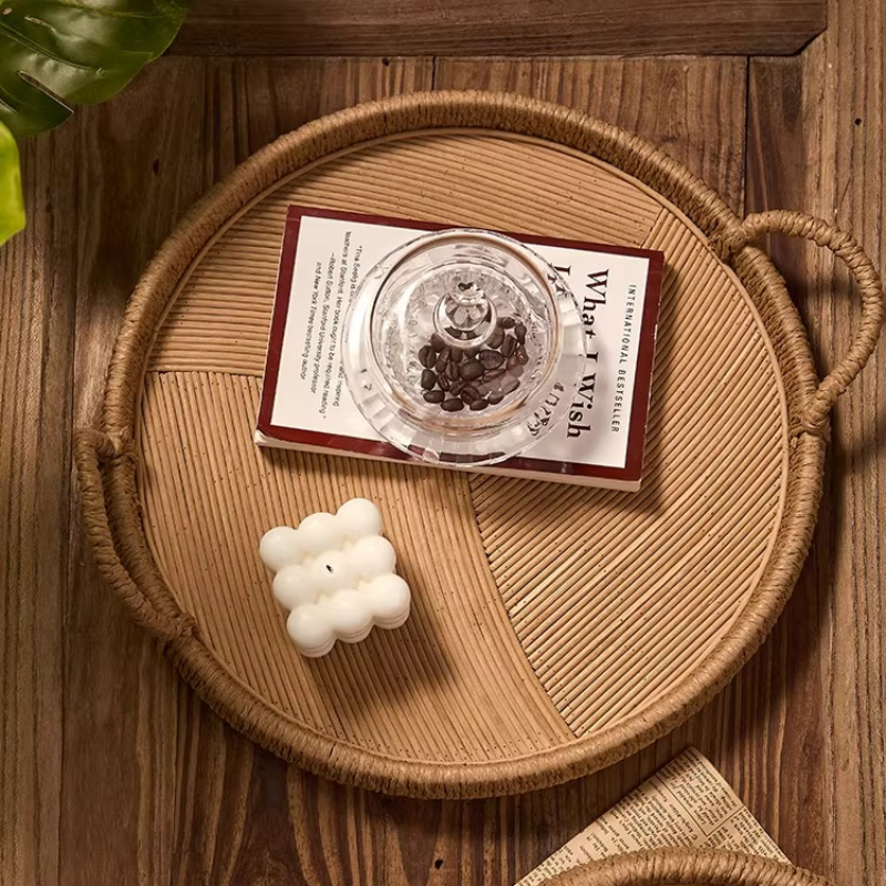 Handwoven Rattan Tray with Han - Rattan Tray Handle review and price