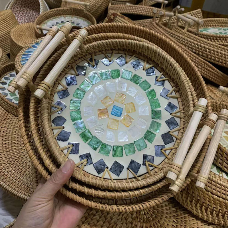 Vintage Handmade Rattan Woven  - Rattan Tray Handle review and price