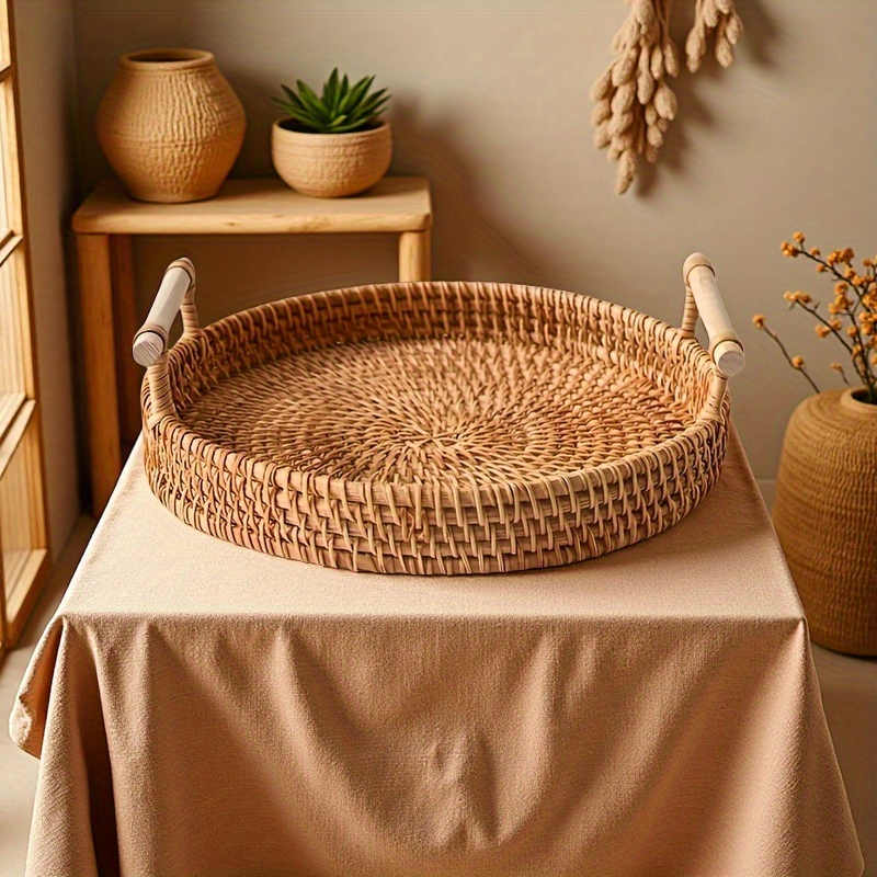 Handmade Rattan Round Tray wit - Rattan Tray Handle review and price