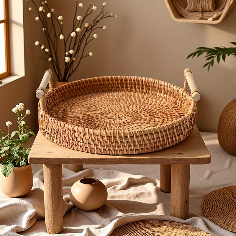 Handmade Rattan Round Tray wit - Rattan Tray Handle review and price