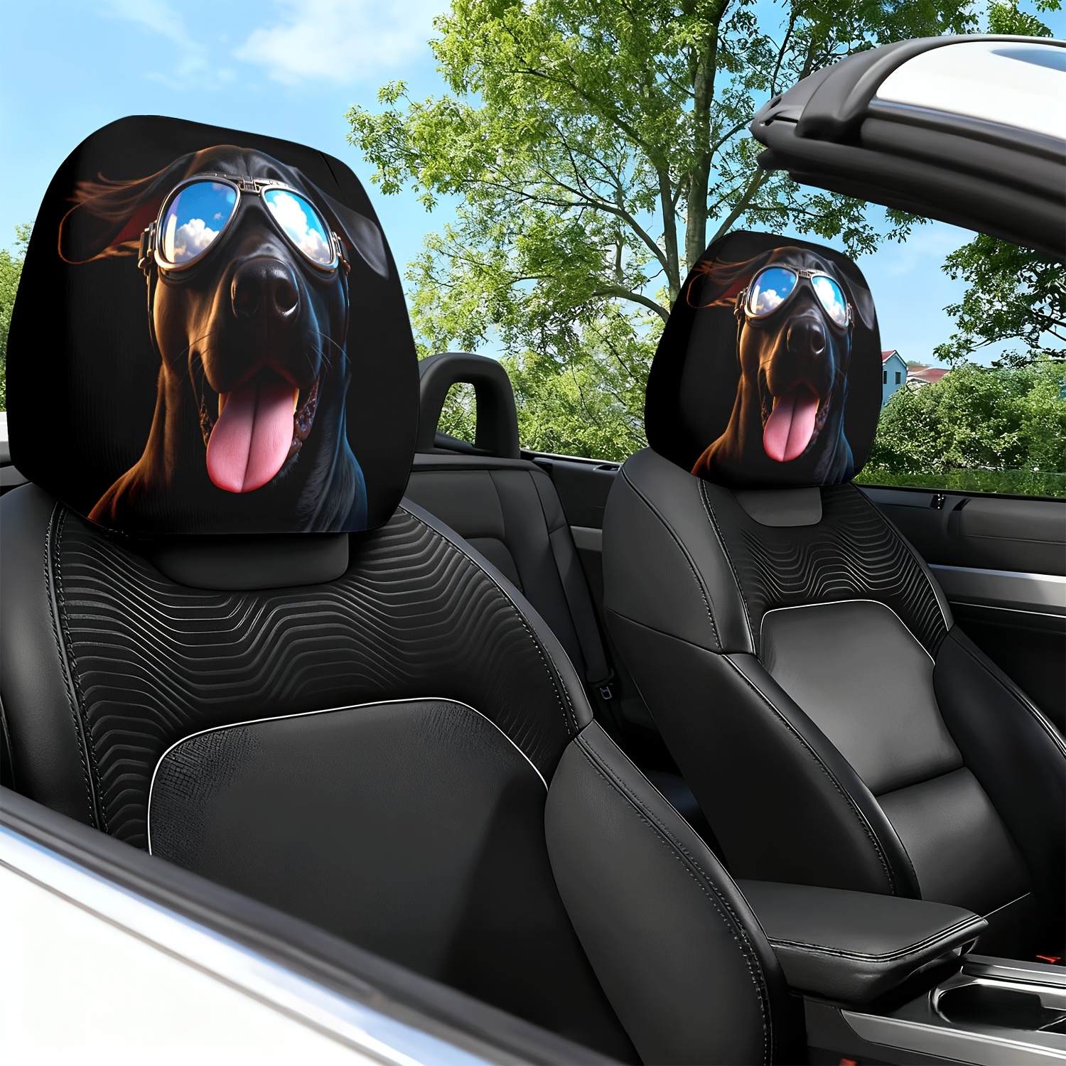 2pcs Car Headrest Cover Dog Gl - Interior Design Co review and price