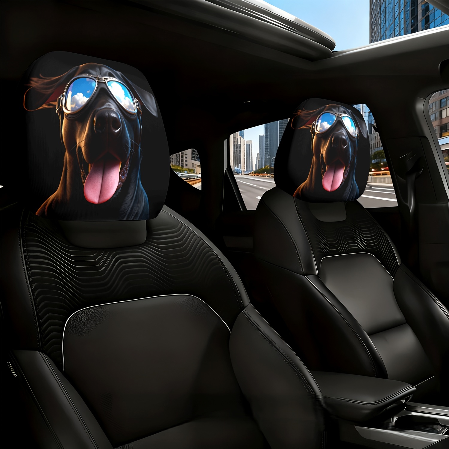 2pcs Car Headrest Cover Dog Gl - Interior Design Co review and price