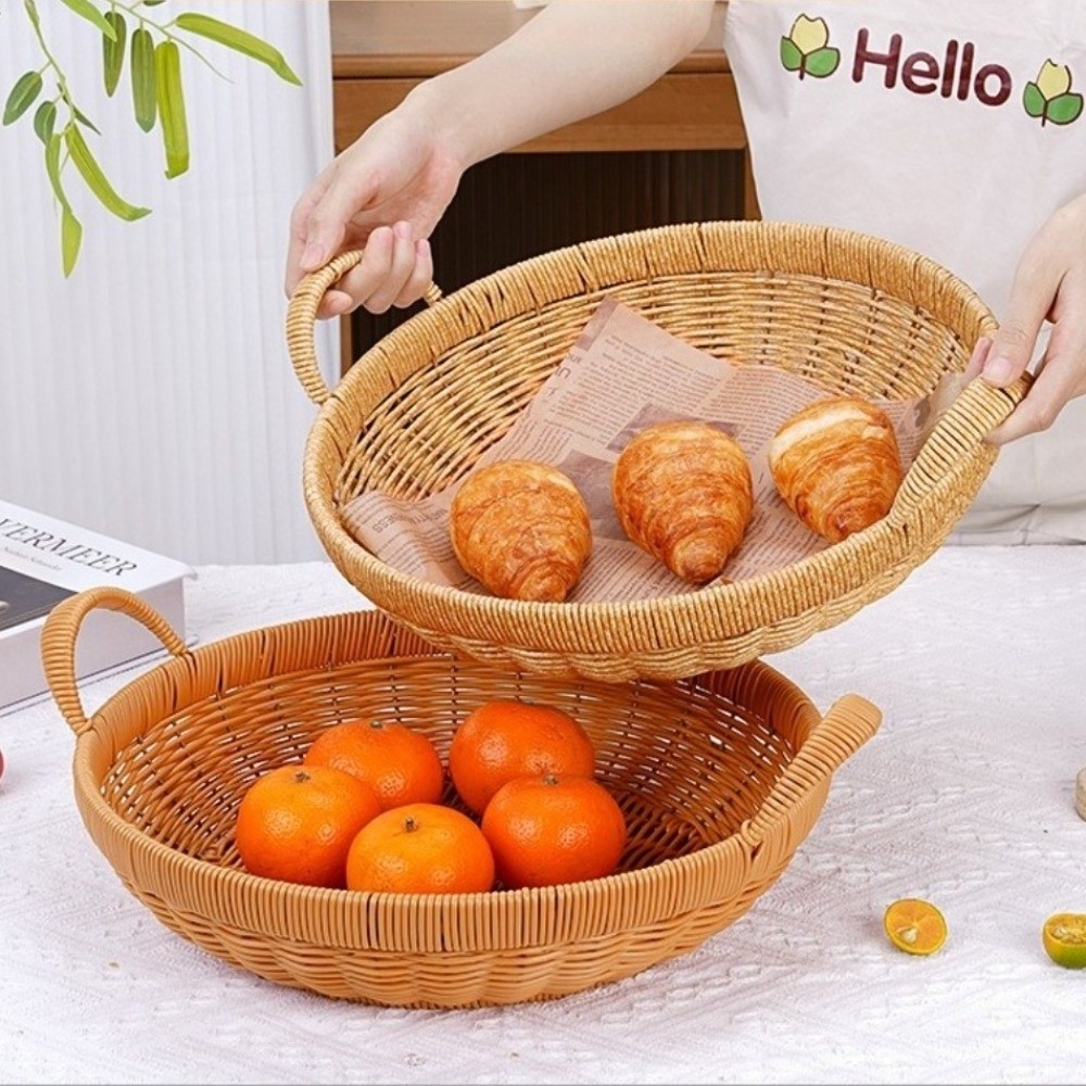 New Round Shape Rattan Basket  - Rattan Tray Handle review and price