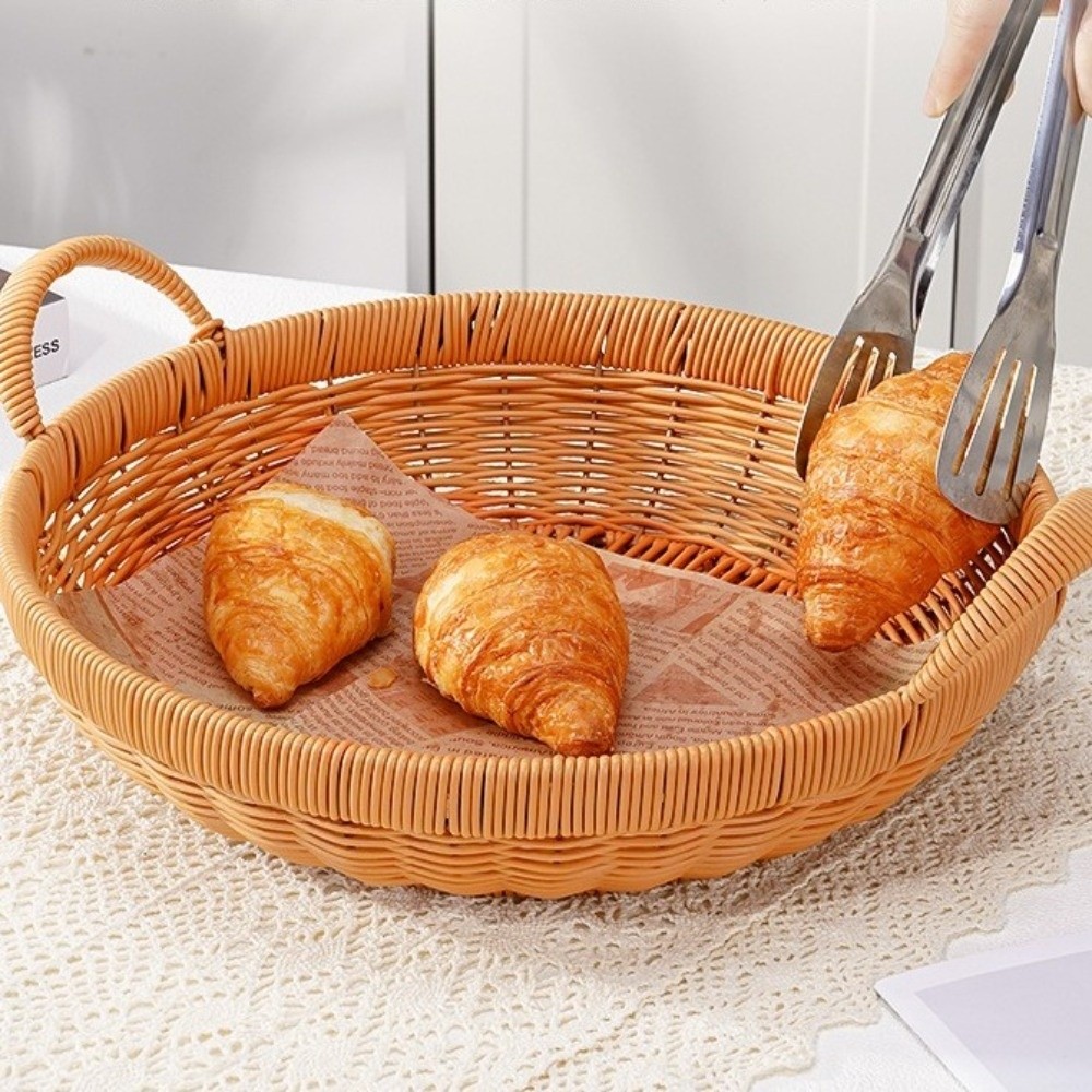 New Round Shape Rattan Basket  - Rattan Tray Handle review and price