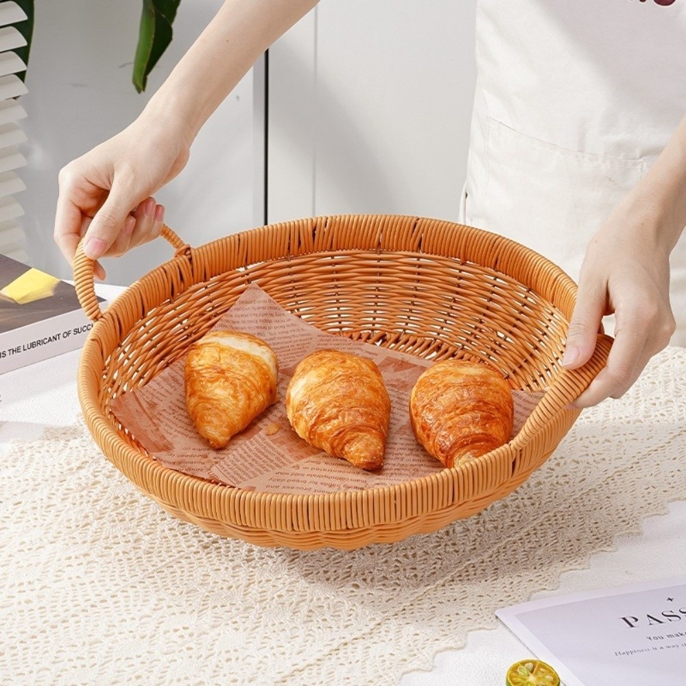 New Round Shape Rattan Basket  - Rattan Tray Handle review and price