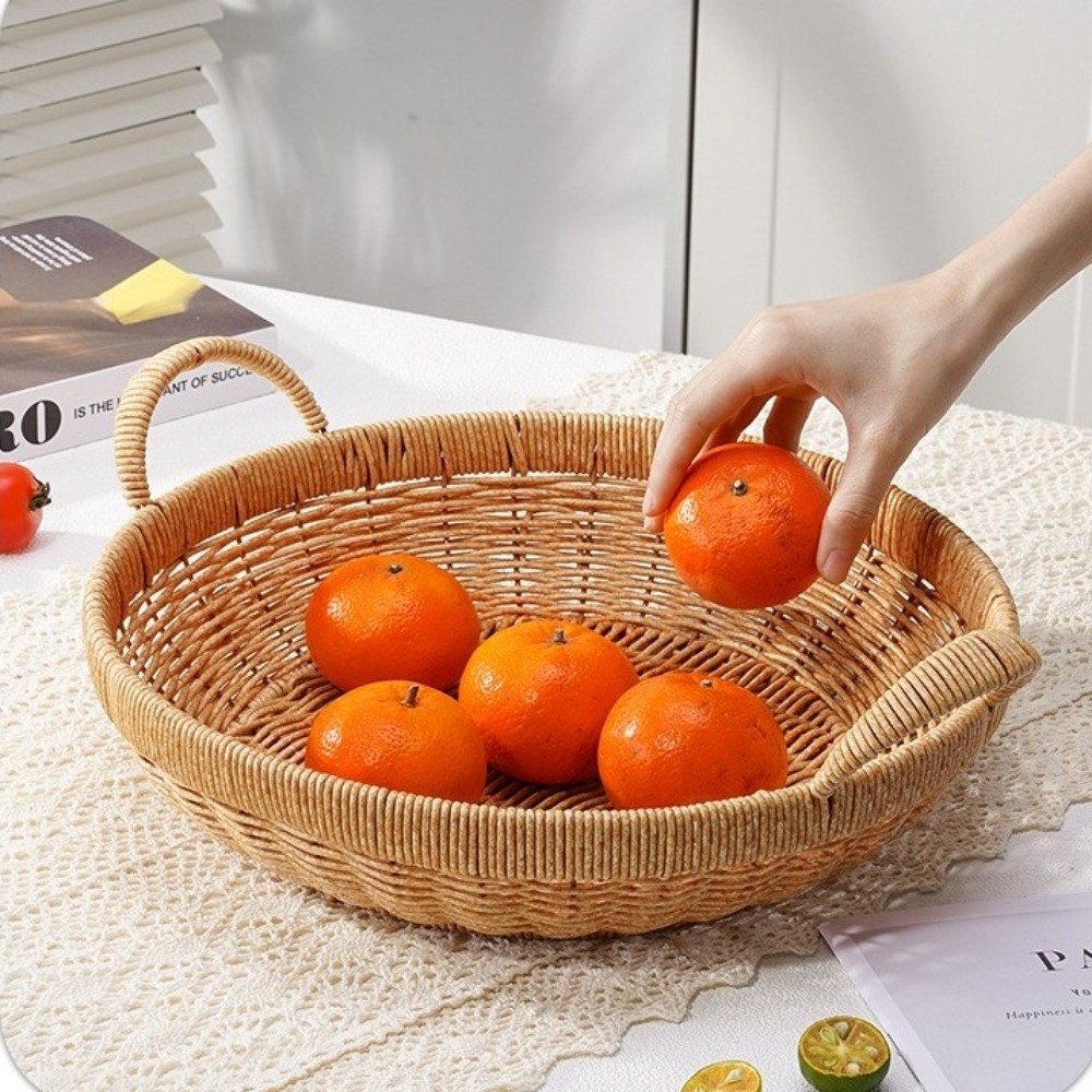 New Round Shape Rattan Basket  - Rattan Tray Handle review and price