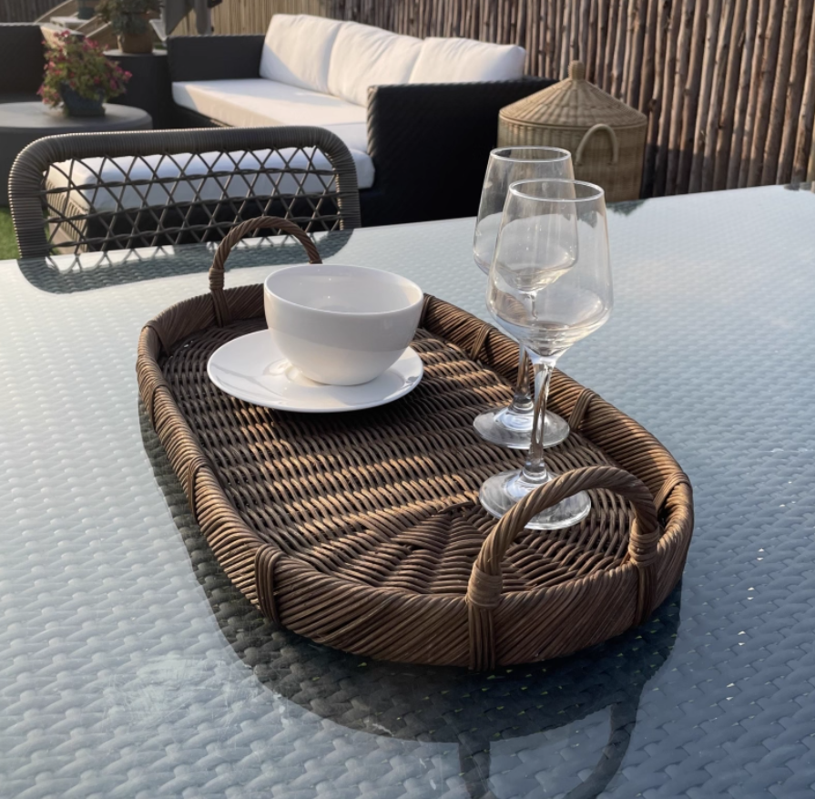 Handmade Woven Rattan Decor Tr - Rattan Tray Handle review and price